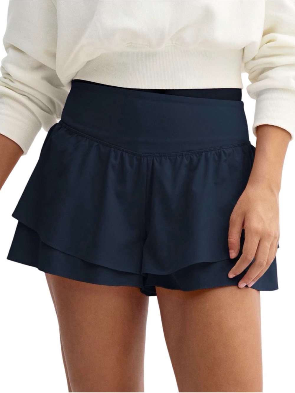 SO Navy Double-Layer Athletic Ruffle Shorts
